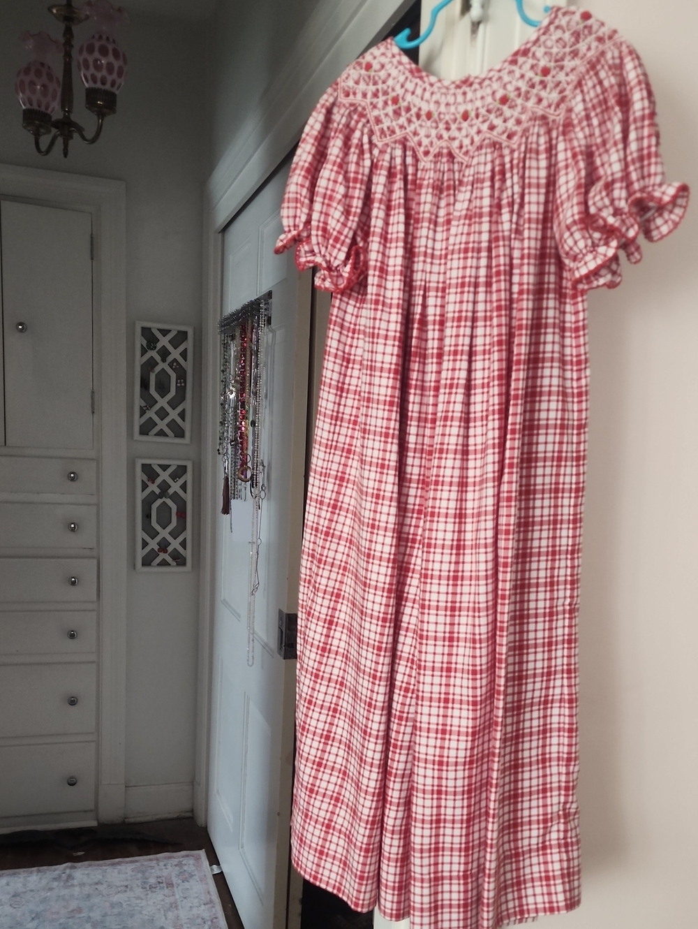 Kids Red Plaid Smocked Dress